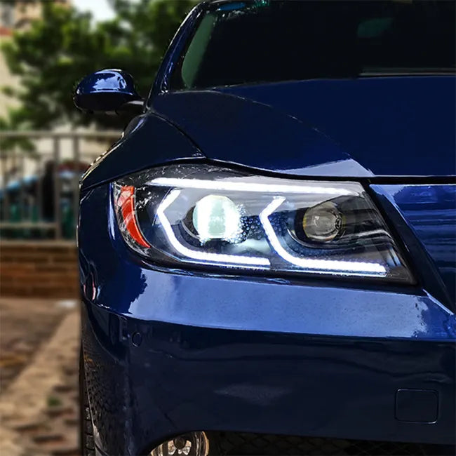 G2X Style V2 Angel Eye Projector Headlights for 06-11 BMW E90 / E91 3-series