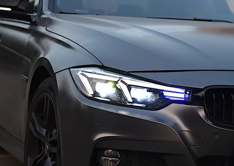 G2X Style V2 LED Angel Eye Projector Headlights w/ Sequential Turn Signals for BMW F80 M3 & F30 3-series