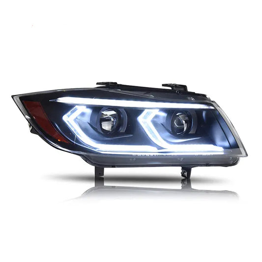G2X Style V2 Angel Eye Projector Headlights for 06-11 BMW E90 / E91 3-series
