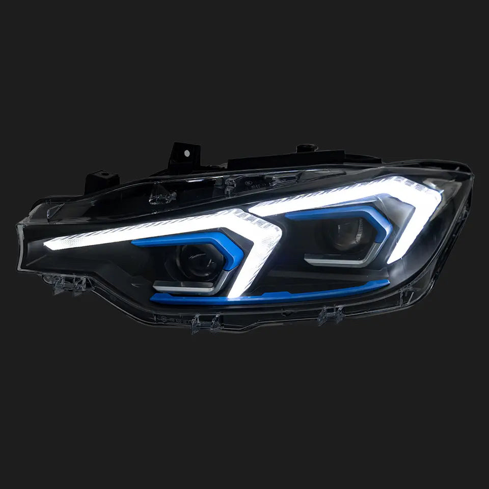 G2X Style V1 LED Angel Eye Projector Headlights w/ Sequential Turn Signals for BMW F80 M3 & F30 3-series
